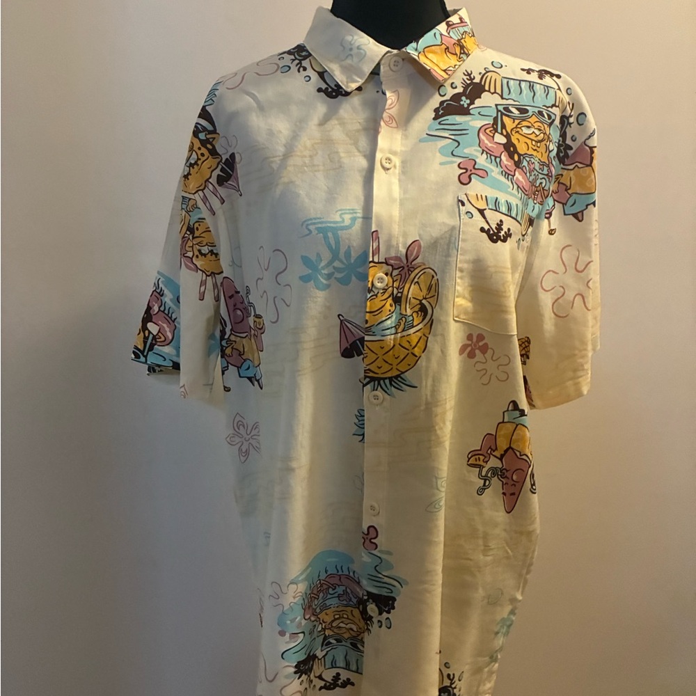 SpongeBob SquarePants Cream Cartoon Print Shirt